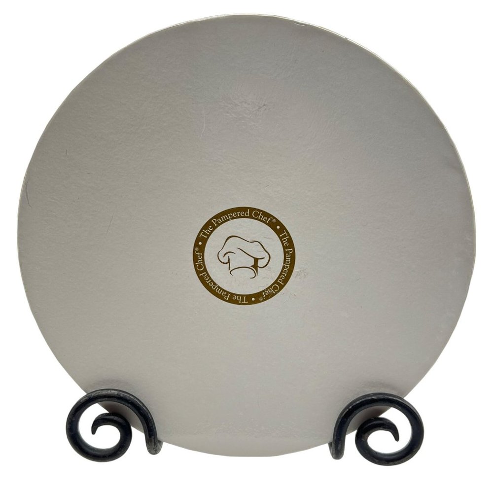 Pampered Chef Simple Additions Set of 4 White Gold Stars Swirls Plates Dessert